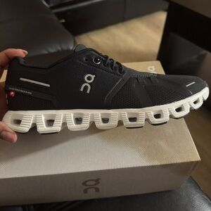 On Cloud Running Women’s Black and White Athletic Shoes